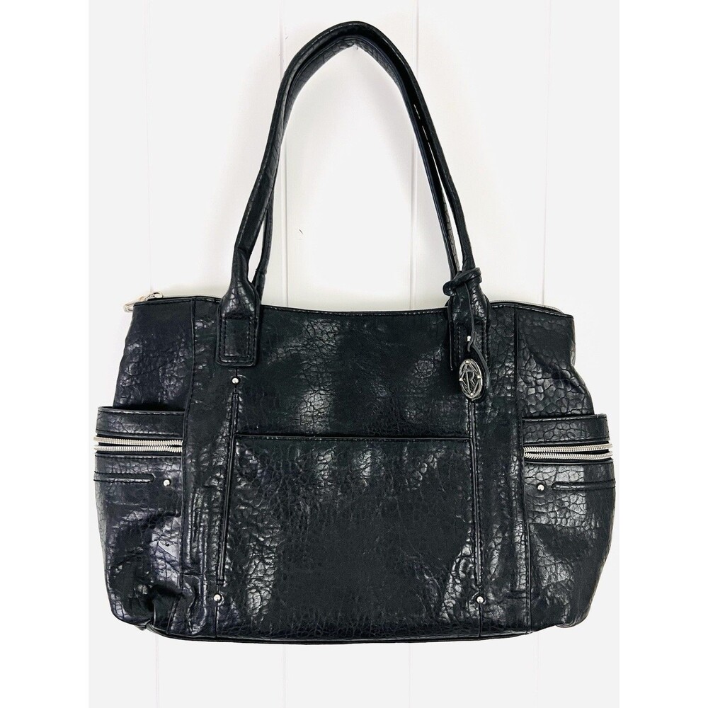 Relic by Fossil Black Leather Faux Reptile Skin Shoulder Bag Purse Quiet Luxury
